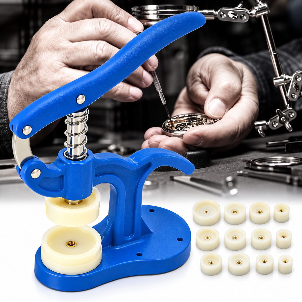 Klockpress med 12 pressverktyg