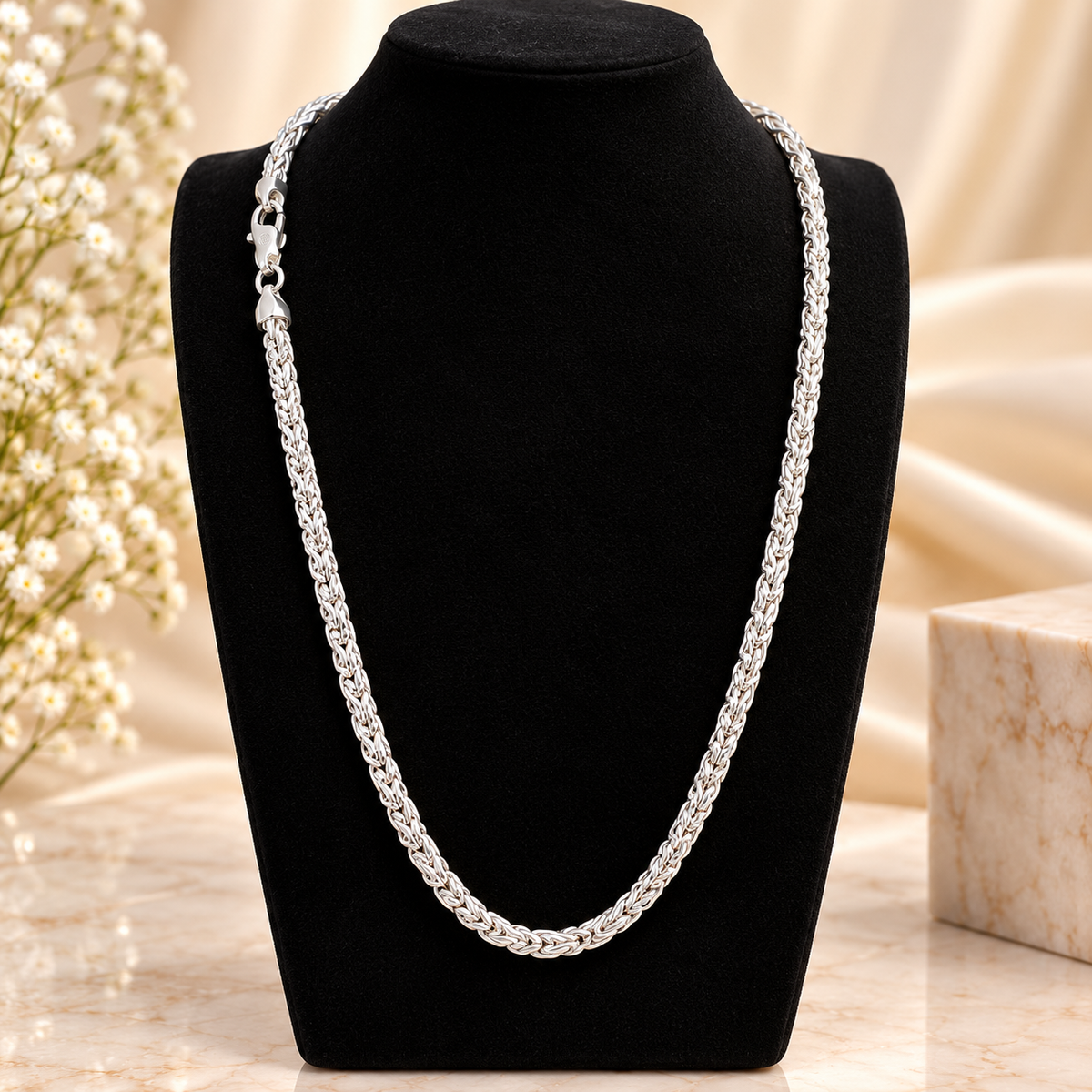 Kejsarlänk i silver – 60 cm