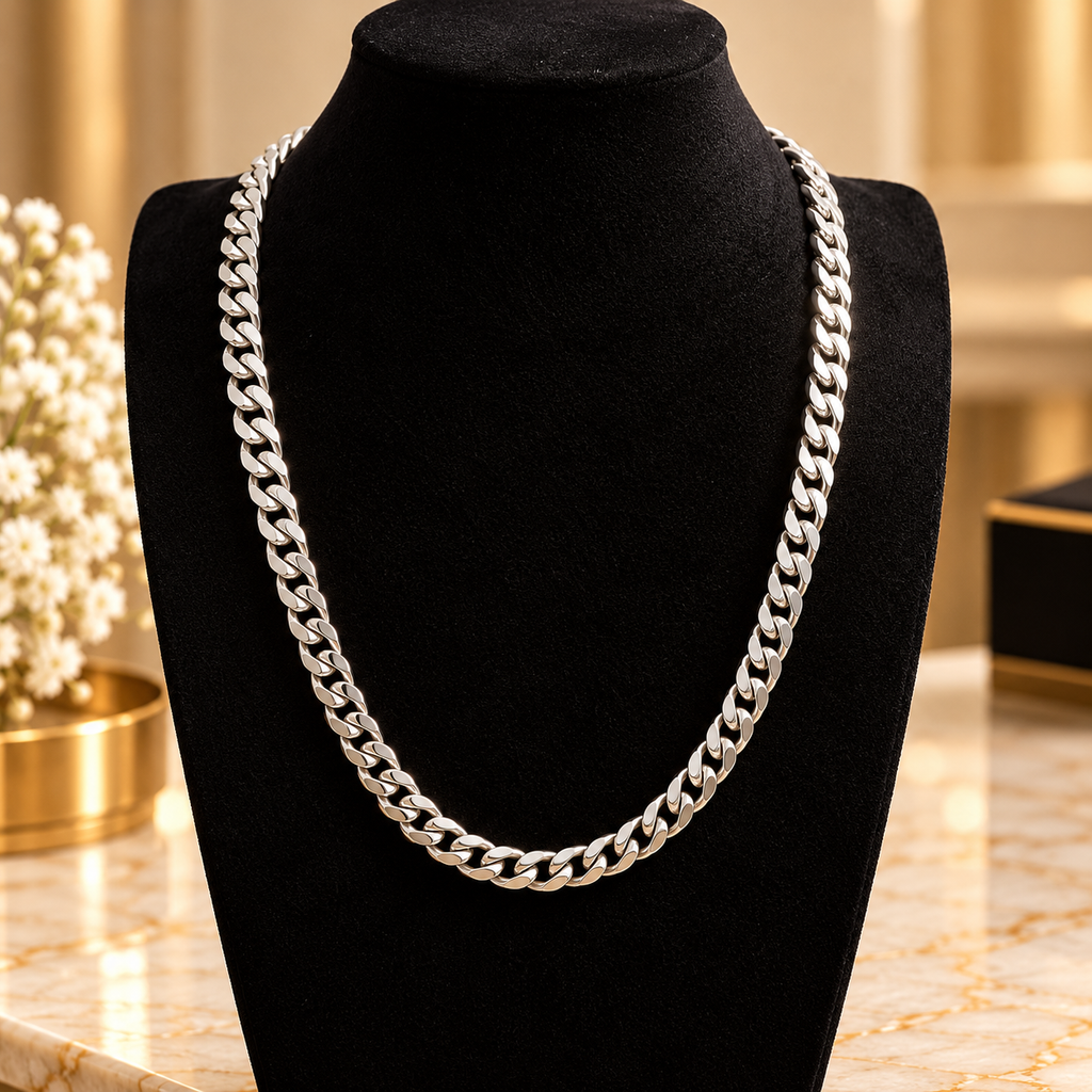 Pansarhalsband i silver – 50 cm