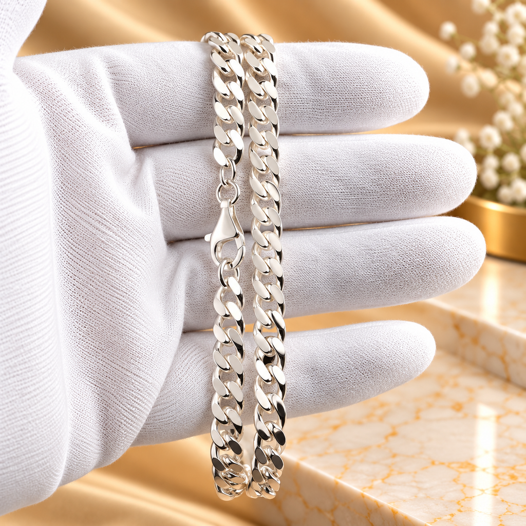 Pansarhalsband i silver – 50 cm