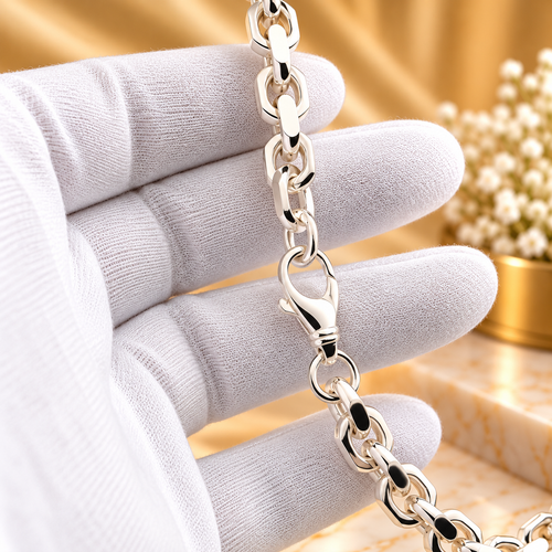 Ankarlänk halsband i finsilver – 50 cm