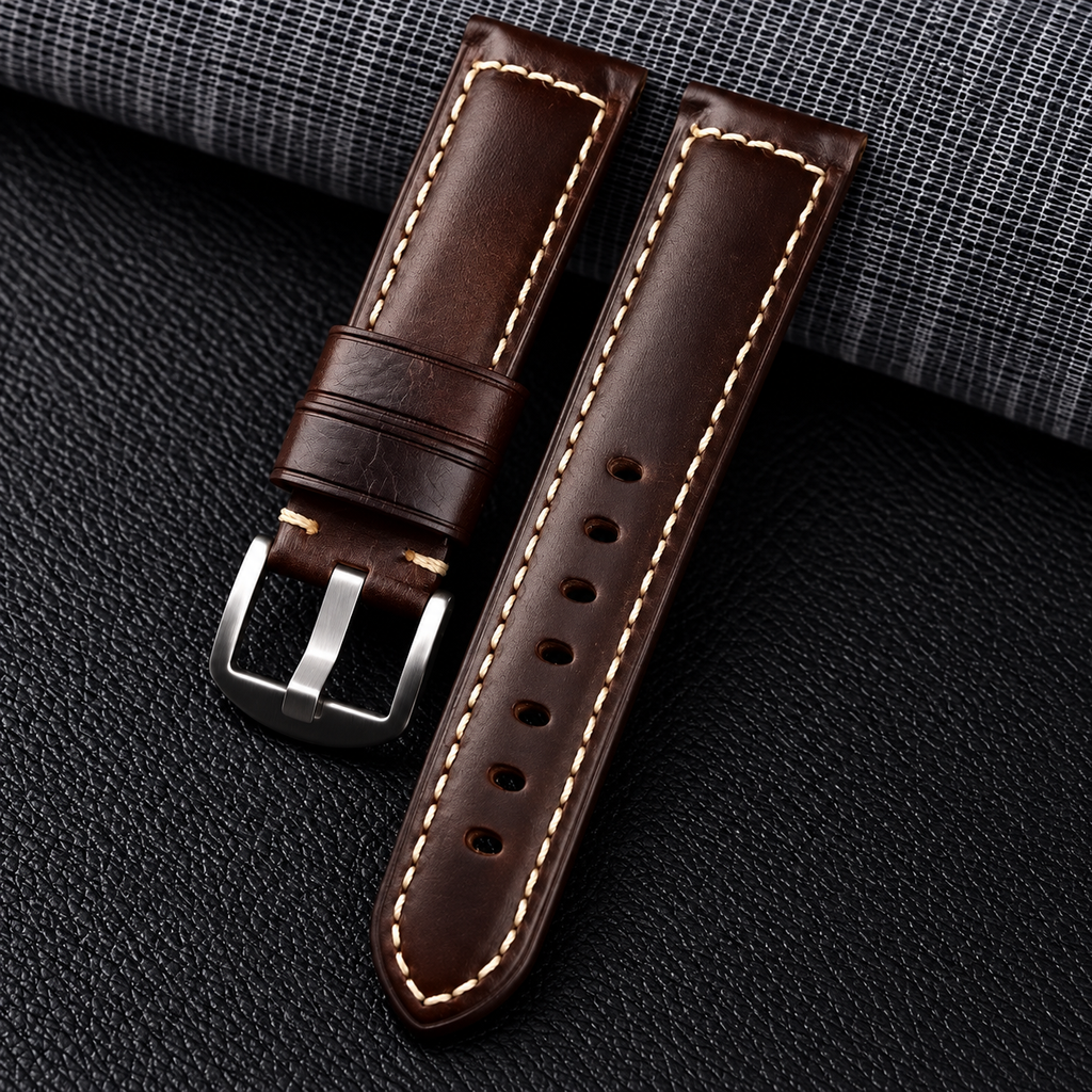 Äkta klockarmband i kalvskinn
 Ljusbrunt. Mörkbrunt. Svart