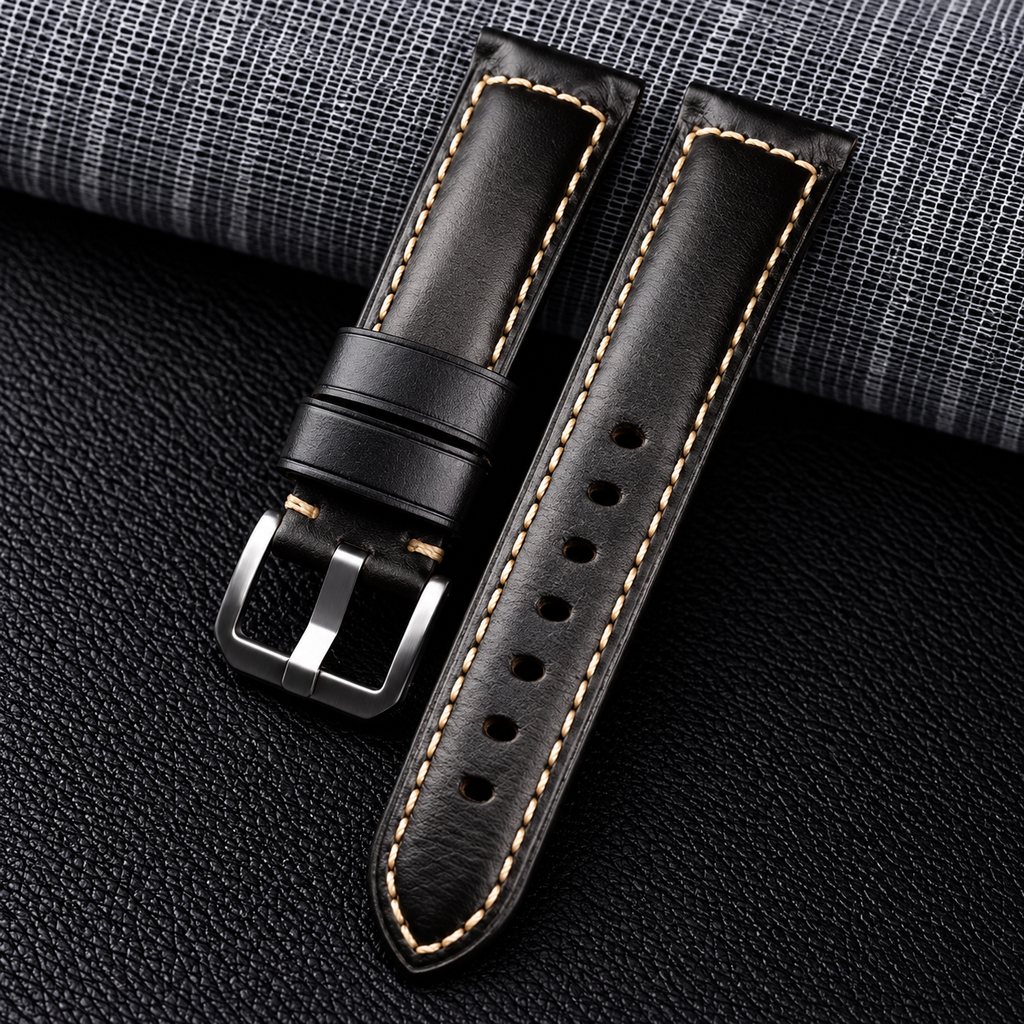 Äkta klockarmband i kalvskinn
 Ljusbrunt. Mörkbrunt. Svart
